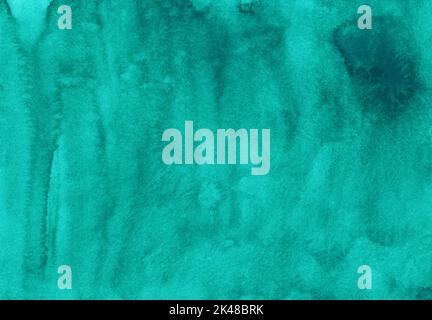 Watercolor turquoise blue background painting. Aquarelle abstract sea blue backdrop, texture. Stock Photo