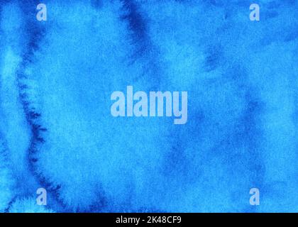 Watercolor light blue liquid background texture hand painted. Aquarelle old sky blue abstract backdrop. Stains on paper. Stock Photo