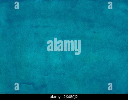 Watercolor calm cyan blue background. Aquarelle old teal blue stains on paper backdrop. Hand painted texture Stock Photo