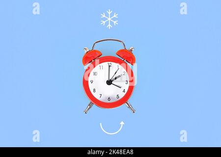 Concept for explaining winter daylight saving time with clock and arrow Stock Photo