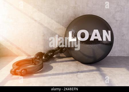 concept of release from the shackles of bills. 3d rendering Stock Photo