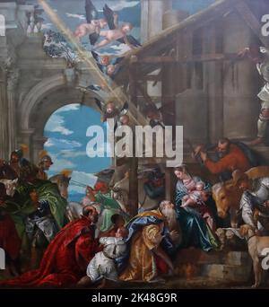 The Adoration of the Kings (Adoration of the Magi) by Paolo Veronese at the National Gallery, London, UK Stock Photo