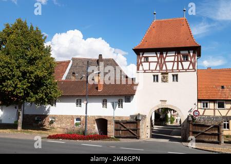 Upper Gate from 1494, a watchtower and city gate for the town of Lauda-Königshofen in Bavaria; Germany. Stock Photo