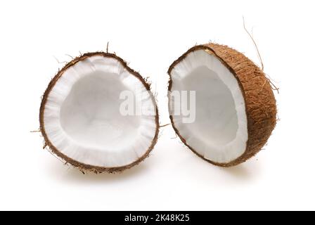 Coconut isolated. Coconut half on white background. Element of food design. Stock Photo