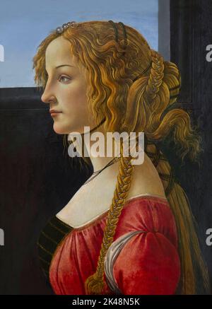 Portrait of a Young Woman, Sandro Botticelli, circa 1460-1465, Gemaldegalerie, Berlin, Germany, Europe Stock Photo