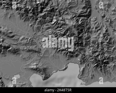 Azua, province of Dominican Republic. Bilevel elevation map with lakes and rivers Stock Photo