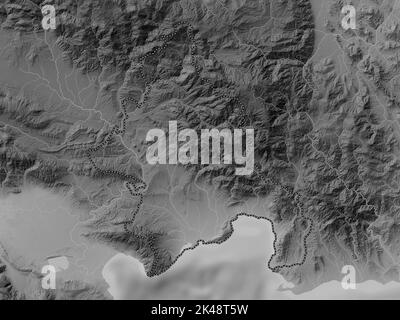 Azua, province of Dominican Republic. Grayscale elevation map with lakes and rivers Stock Photo
