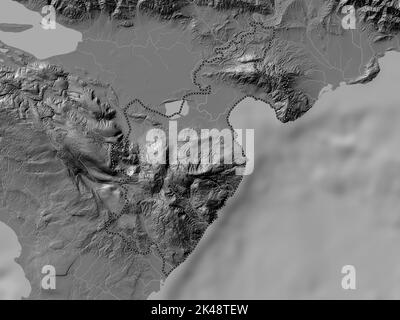 Barahona, province of Dominican Republic. Bilevel elevation map with lakes and rivers Stock Photo