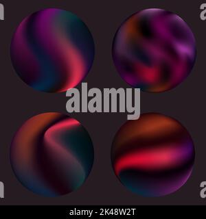 A set of circular gradients. Multicolored purple sphere. Modern abstract background texture. Template for the design. Isolated objects. Stock Vector