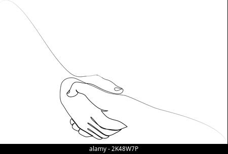 Continuous line drawing Helping hand concept. Gesture, sign of help and ...