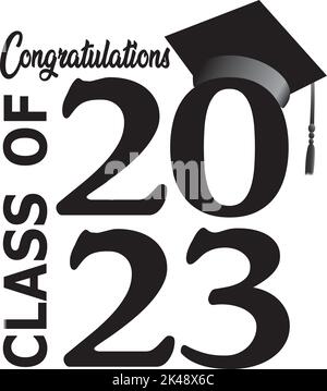 Class of 2023 Script Black and White Stock Vector