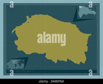Monte Cristi, province of Dominican Republic. Solid color shape. Corner auxiliary location maps Stock Photo