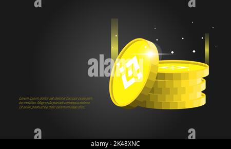Banner crypto currency with falling money. Stock Vector