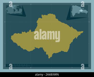 Monte Plata, province of Dominican Republic. Solid color shape. Corner auxiliary location maps Stock Photo