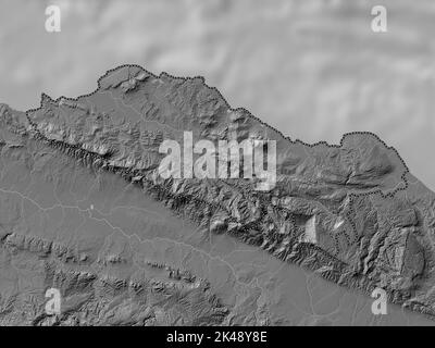 Puerto Plata, province of Dominican Republic. Bilevel elevation map with lakes and rivers Stock Photo