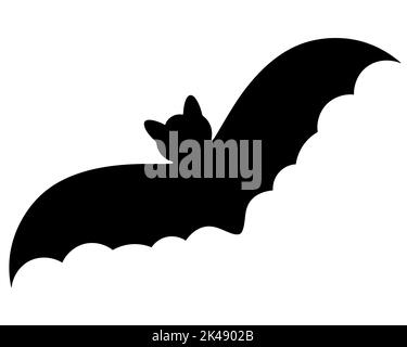 Bat. Silhouette. Vector illustration. Isolated white background. Flat style. Halloween symbol. Vampire animal. A blood-sucking mammal. All Saints Day. Stock Vector