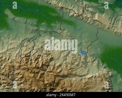 Santiago, province of Dominican Republic. Colored elevation map with lakes and rivers Stock Photo