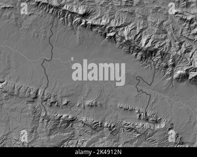 Valverde, province of Dominican Republic. Bilevel elevation map with lakes and rivers Stock Photo