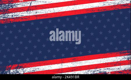 American flag horizontal background with an abstract motif. Template for United States of America national holiday banner, greeting card, invitation, Stock Vector