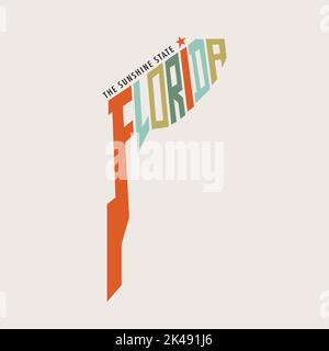 Florida Lettering Map Logo words embedded in shape Stock Vector