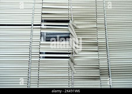 Blinds damaged after storm, Berlin, Germany Stock Photo