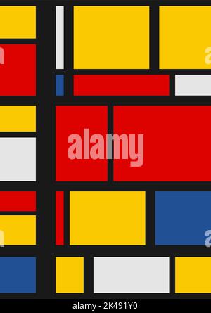 Colored squares with black lines. Modern poster inspired by Mondrian. Stock Vector