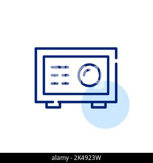 Hotel mini safe box to store valuables. Pixel perfect, editable stroke line icon Stock Vector