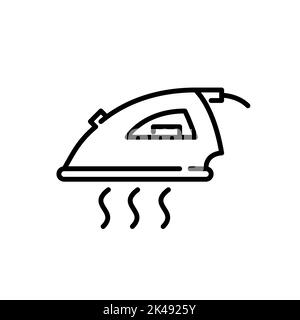 Iron icon. Pressing clothes and doing laundry. Home electrical appliance. Pixel perfect, editable stroke Stock Vector