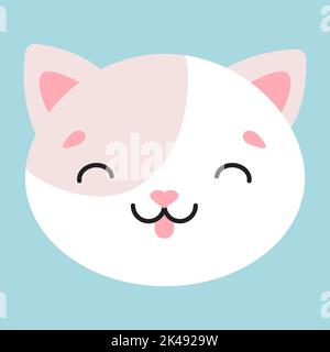 Cute simple flat illustration of a cat head. Vector illustration. Stock Vector