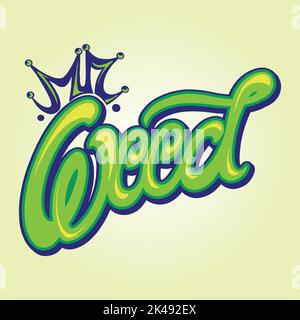 Weed crown hand lettering words illustration vector illustrations for your work logo, merchandise t-shirt, stickers and label designs, poster Stock Vector
