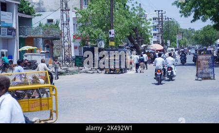 Bhinmal Rajasthan, India - May 23, 2017 :  street road in indian city rural town. Stock Photo