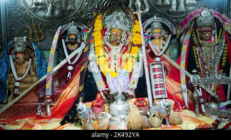 Bhinmal Rajasthan, India - May 23, 2017 : Indian Goddess Durga(kshemkari mata) idol in hindu temple. Stock Photo