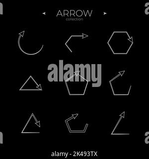 Simple set of arrow icons. Outline symbol collection. Arrow basic UI elements. For Web Graphics. Vector illustration Stock Vector