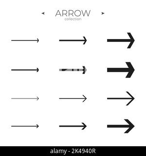 Various sketchy Doodle Arrows. Hand drawn simple symbols. Grunge texture. Color style isolated. Vector Stock Vector