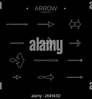 Thin Line Icons. Linear Arrow icons set. Arrow basic UI elements. For Web Graphics. Vector illustration Stock Vector