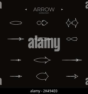 Premium set of arrow line. Line icons collection. Trendy line style. To use in web and mobile UI. Editable vector stroke Stock Vector