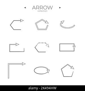 Line Arrow icon set. Line icons collection. Arrow basic UI elements. To use in web and mobile UI. Editable vector stroke Stock Vector