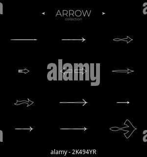 Simple set of arrow icons. Line icons collection. Arrow basic UI elements. To use in web and mobile UI. Vector Stock Vector
