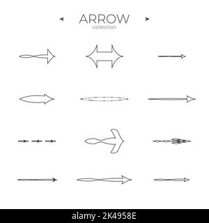 Thin Line Icons. Universal Arrow icon. Thin line style. Web symbols for web sites. Editable vector stroke Stock Vector