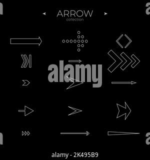 Simple set of arrow icons. Linear Arrow icons set. Arrow basic UI elements. Simple Minimal Pictogram. Vector illustration Stock Vector