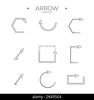 Premium set of arrow line. Arrow vector icon set. Arrow basic UI elements. Simple Minimal Pictogram. Editable vector stroke Stock Vector