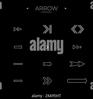 Line Arrow icon set. Arrow vector icon set. Arrow basic UI elements. For Web Graphics. Editable vector stroke Stock Vector