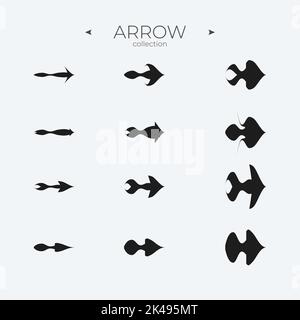 Smooth Line Icons. Smooth arrow symbol collection. Arrow basic UI elements. To use in web and mobile UI. Vector illustration Stock Vector