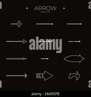 Thin Line Icons. Linear Arrow icons set. Trendy line style. To use in web and mobile UI. Editable vector stroke Stock Vector