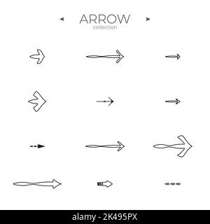 Thin Line Icons. Line icons collection. Arrow basic UI elements. For Apps. Vector illustration Stock Vector
