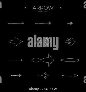 Premium set of arrow line. Universal Arrow icon. Thin line style. Simple Minimal Pictogram. Editable vector stroke Stock Vector