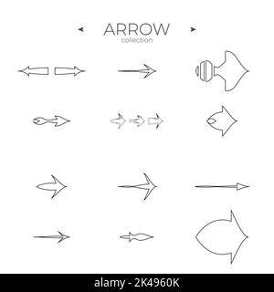 Simple set of arrow icons. Arrow vector icon set. Arrow basic UI elements. For Web Graphics. Editable vector stroke Stock Vector