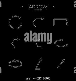 Line Arrow icon set. Outline symbol collection. Thin line style. For Apps. Vector Stock Vector