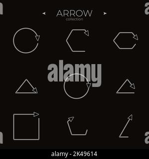 Simple set of arrow icons. Outline symbol collection. Arrow basic UI elements. Simple Minimal Pictogram. Vector illustration Stock Vector