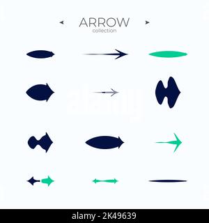 Smooth Line Icons. Smooth arrow symbol collection. Arrow basic UI elements. To use in web and mobile UI. Vector illustration Stock Vector